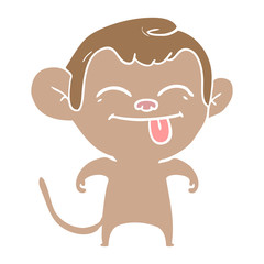 funny flat color style cartoon monkey