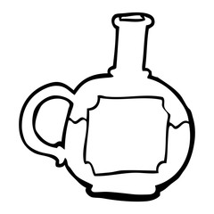 line drawing cartoon of potion bottle