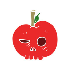 flat color illustration of a cartoon poison apple