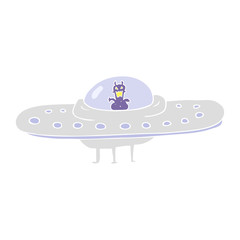 flat color illustration of a cartoon flying saucer