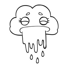 line drawing cartoon rain cloud