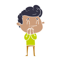 happy flat color style cartoon man