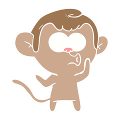 flat color style cartoon hooting monkey