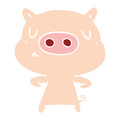 flat color style cartoon content pig