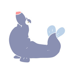 flat color illustration of a cartoon proud seal