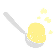 flat color illustration of a cartoon scoop of ice cream