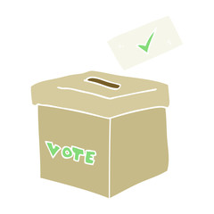 flat color illustration of a cartoon ballot box