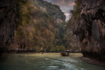 Naklejka na ściany i meble boat on bay province Krabi Thailand.