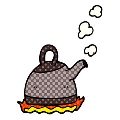 cartoon doodle kettle on stove