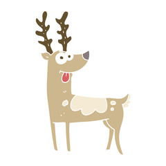 flat color illustration of a cartoon reindeer