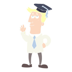flat color illustration of a cartoon graduate
