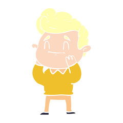 happy surprised flat color style cartoon man