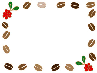 赤い実とコーヒー豆のフレーム