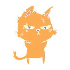 tough flat color style cartoon cat