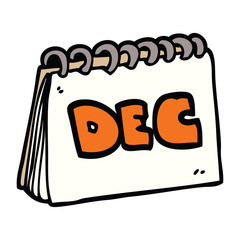 cartoon doodle calendar showing month of december