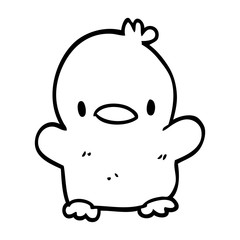 line drawing cartoon baby duck