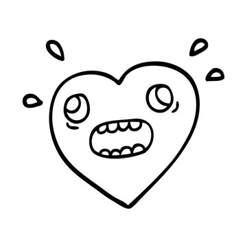 recommend clip art: line drawing cartoon heart panicking