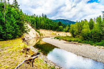 Because of the low water levels in early September the Coldwater River Salmon Habitat is protected from fishing near the settlement of Brookmere in the Nicola Region of British Columbia, Canada