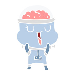 happy flat color style cartoon robot