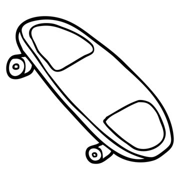 line drawing cartoon skateboard