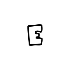line drawing cartoon letter e