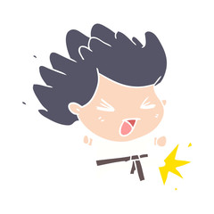 cute flat color style cartoon kicking karate champion