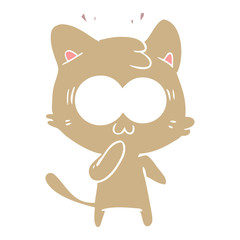flat color style cartoon surprised cat