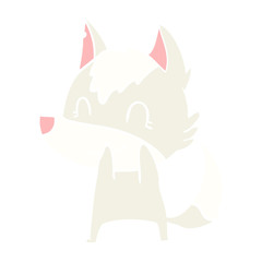 friendly flat color style cartoon wolf