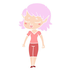 pretty flat color style cartoon elf girl