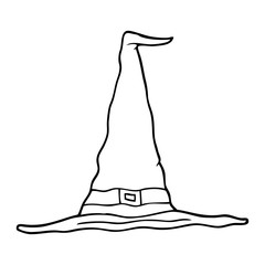line drawing cartoon witch hat