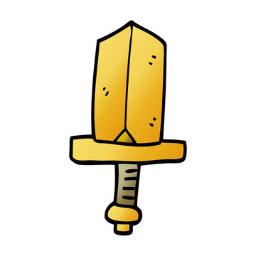 Cartoon Doodle Gold Dagger