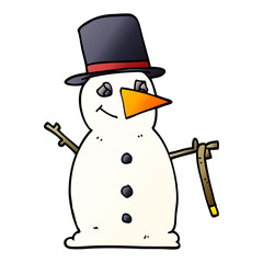 cartoon doodle snowman