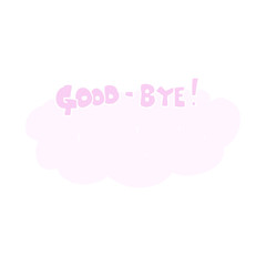flat color illustration of a cartoon goodbye sign