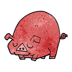 cartoon doodle fat pig