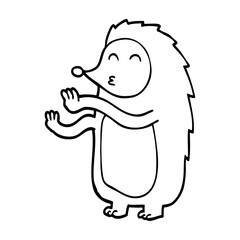 line drawing cartoon happy hedgehog