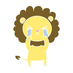 flat color style cartoon crying lion