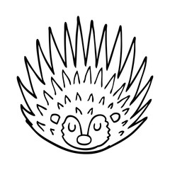 line drawing cartoon spiky hedgehog