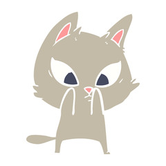 confused flat color style cartoon cat