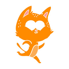 flat color style cartoon cat running