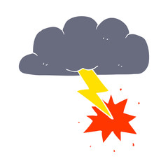 flat color illustration of a cartoon thundercloud