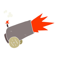 flat color illustration of a cartoon cannon firing