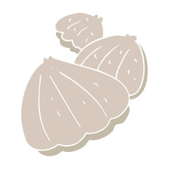 flat color illustration of a cartoon oysters