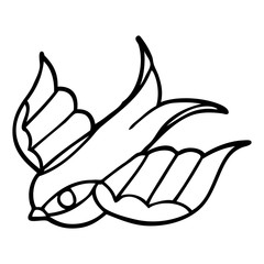 line drawing cartoon tattoo swallow symbol