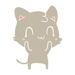 flat color style cartoon happy cat
