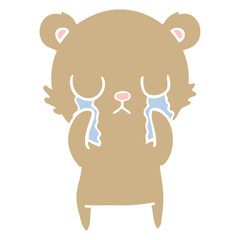 crying flat color style cartoon bear