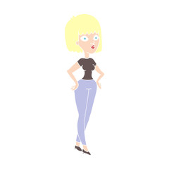 flat color illustration of a cartoon woman with hands on hips