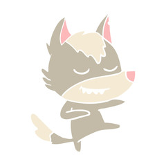 friendly flat color style cartoon wolf dancer