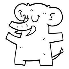 line drawing cartoon standing elephant