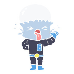 disgusted flat color style cartoon alien