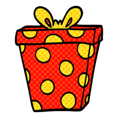 cartoon doodle wrapped present